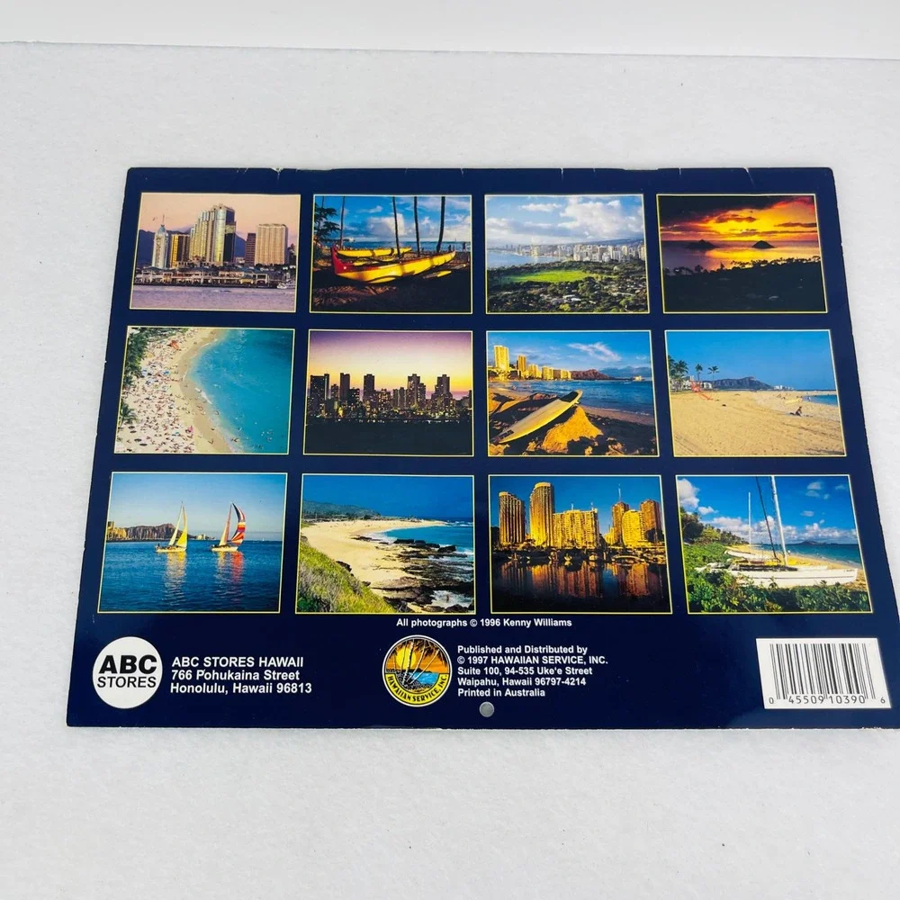Vintage 1998 Beautiful Waikiki and Oahu Hawaii Wall Calendar Kenny Williams ABC